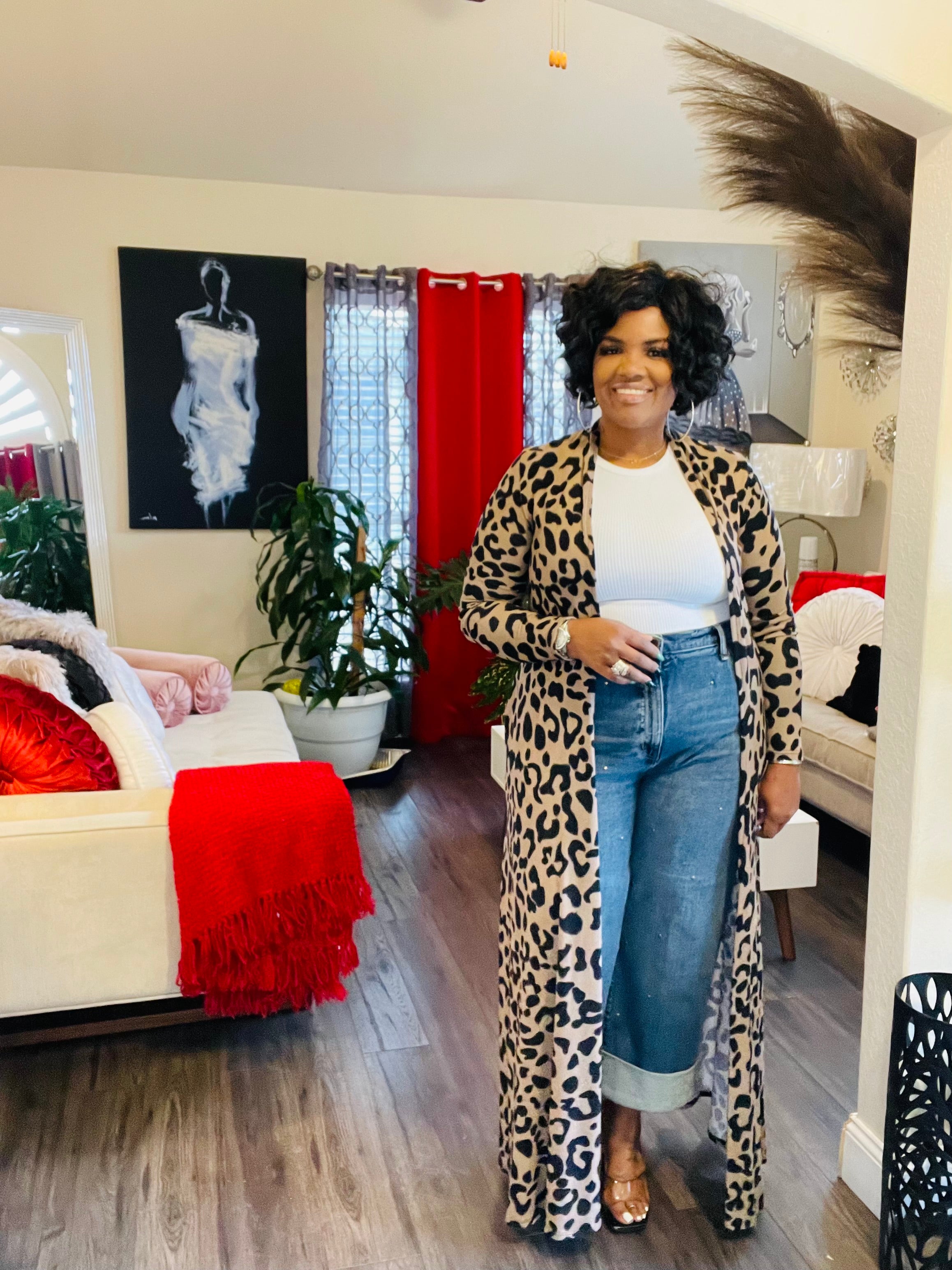 Leopard Print Longline Cardigan