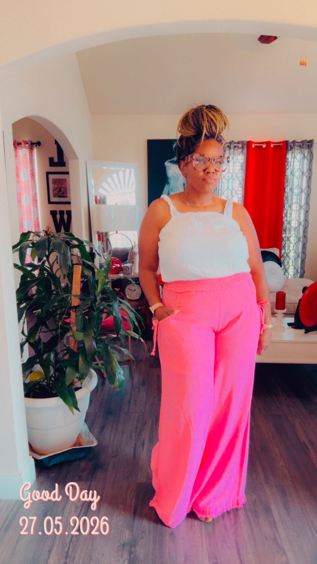Fringe Hem Wide Leg Pants