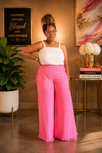 Fringe Hem Wide Leg Pants