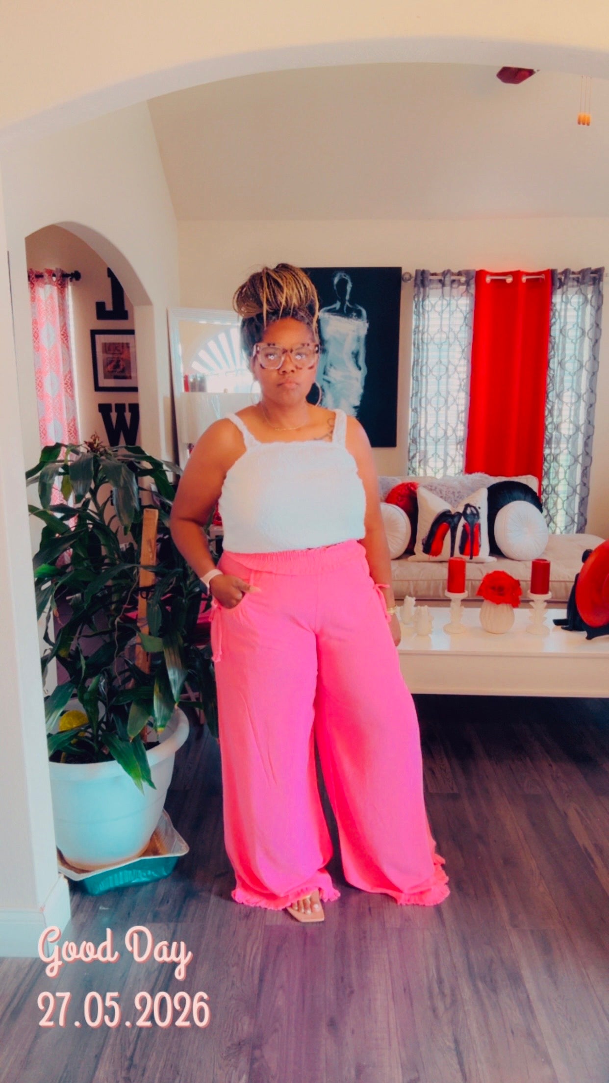 Fringe Hem Wide Leg Pants