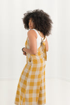 Mustard Plaid Wide-Leg Jumpsuit