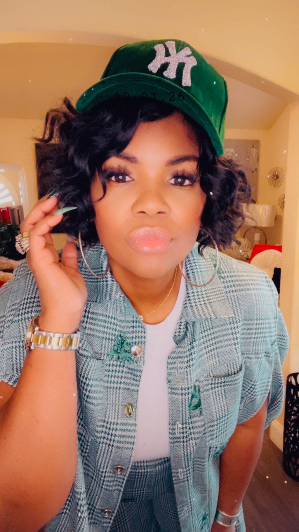 Green Plaid Cape Jacket