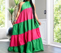 Color block Halter Maxi  Dress
