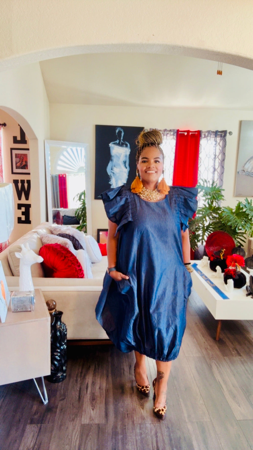 Denim Dreams Balloon Maxi Dress