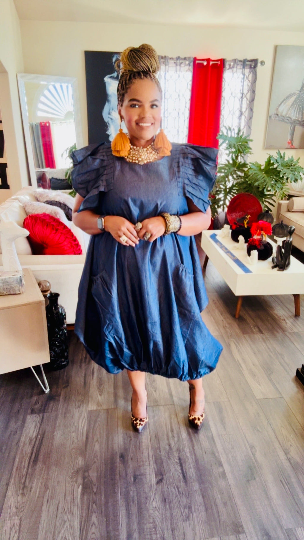 Denim Dreams Balloon Maxi Dress