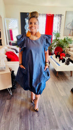 Denim Dreams Balloon Maxi Dress