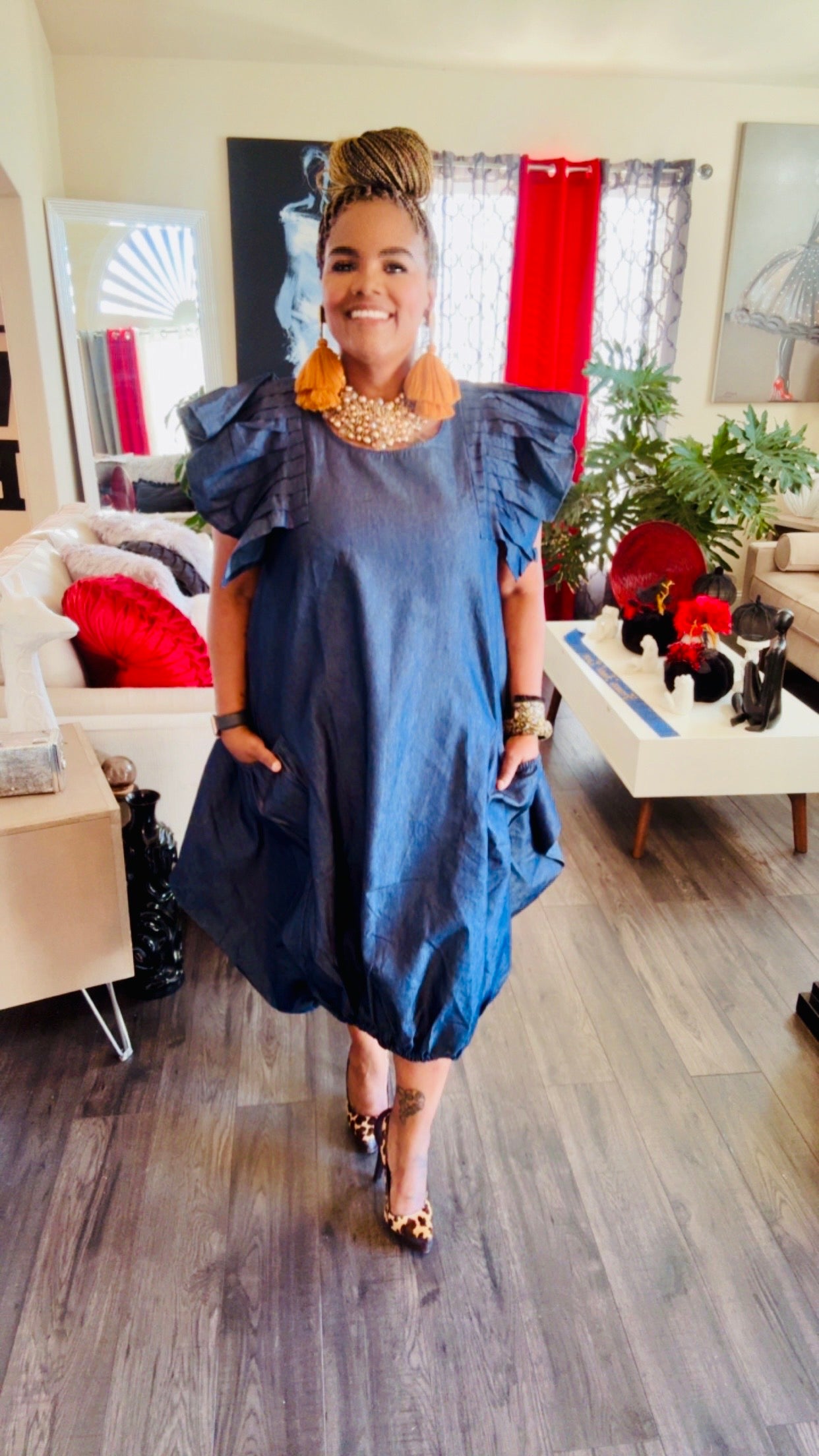 Denim Dreams Balloon Maxi Dress