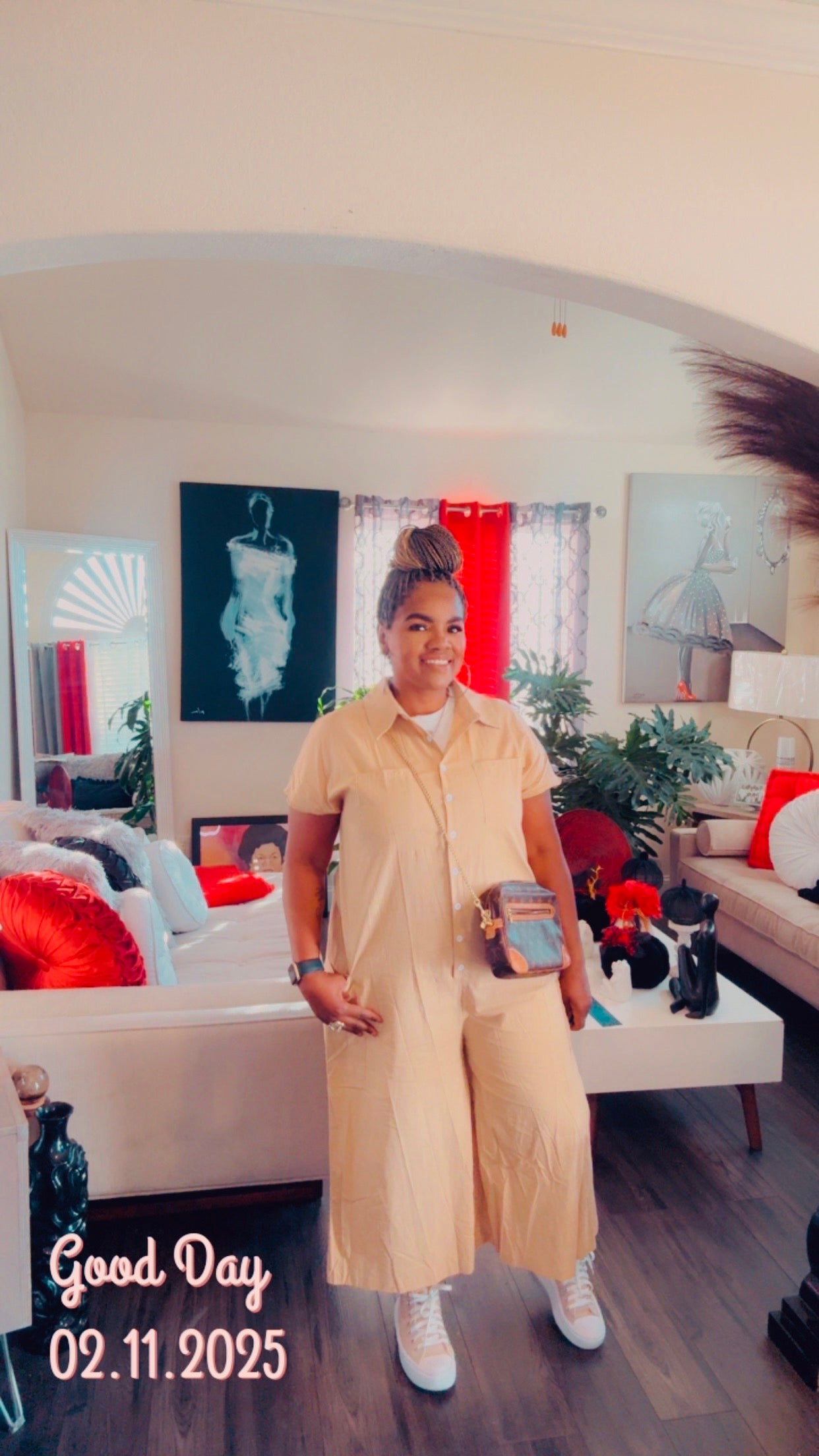 Ease Button-Front Jumpsuit