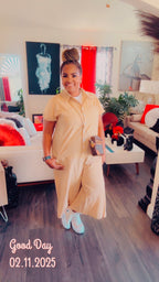Ease Button-Front Jumpsuit