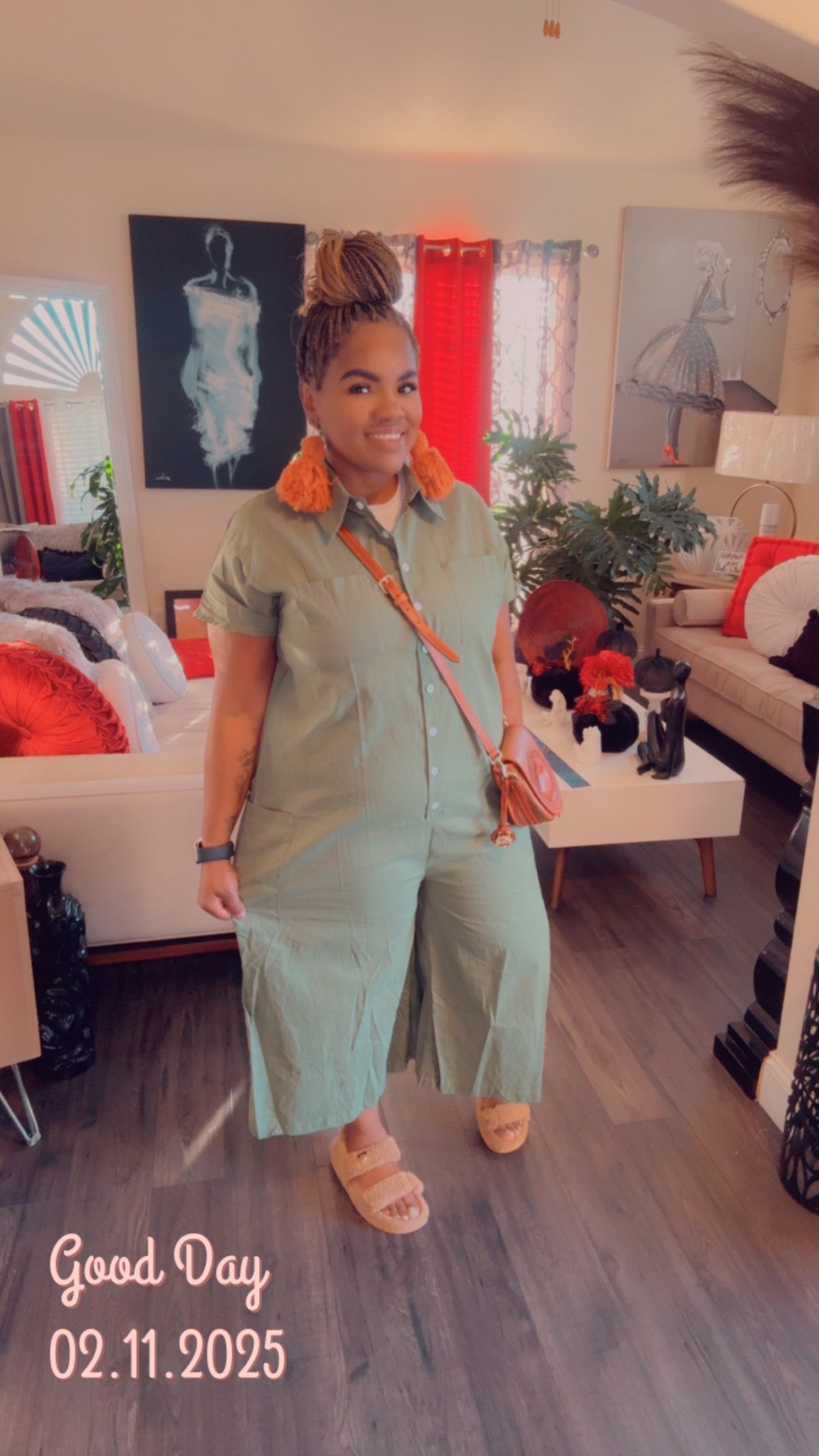 Ease Button-Front Jumpsuit