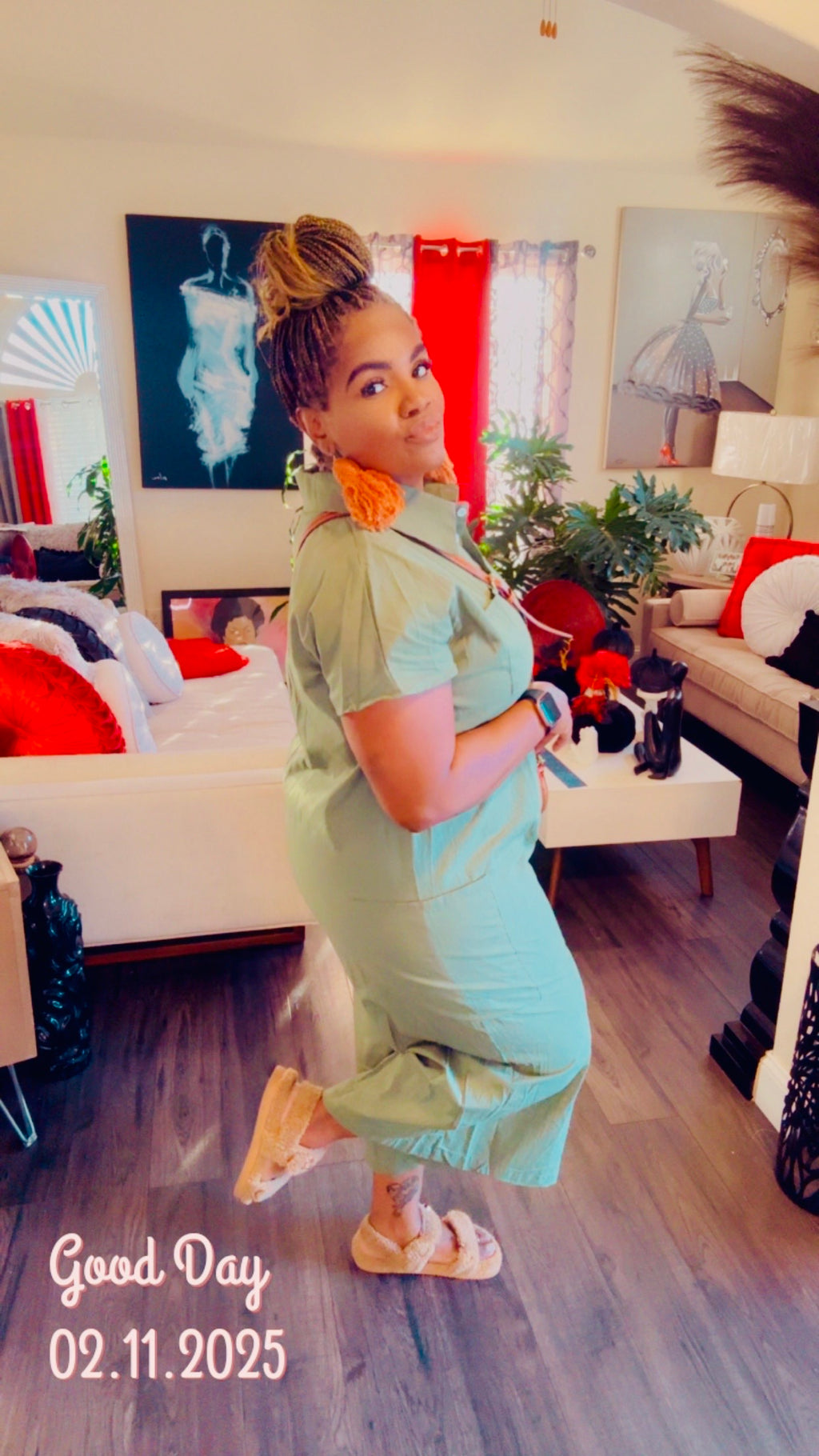Ease Button-Front Jumpsuit