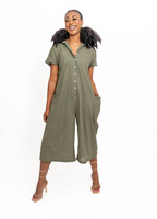Ease Button-Front Jumpsuit
